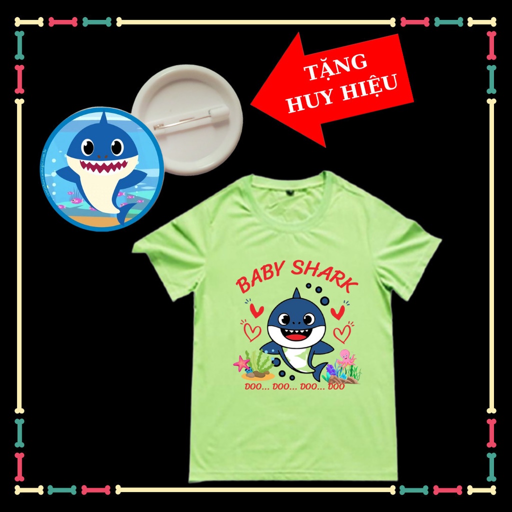 Áo thun cộc tay bé gái baby Shark dễ thương, đủ màu sắc, đủ size áo, kèm Huy hiệu Babyshark