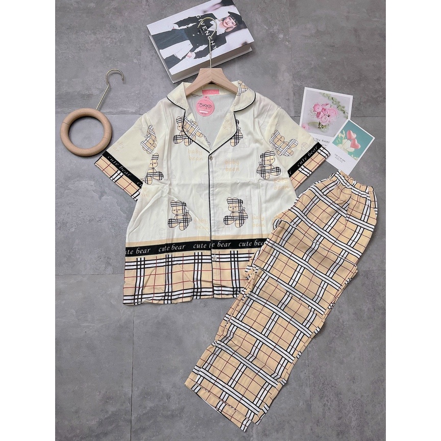 Bộ Ngủ Nữ Lụa Satin Mặc Nhà Dễ Thương, Pijama Lụa Satin Thiết Kế Cao Cấp