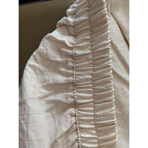 Quần ống rộng nữ cạp chun sau khoá trước lưng thun khuy cài dài 95cm có túi co giãn - Quần đũi dài nữ ống rộng màu trắng