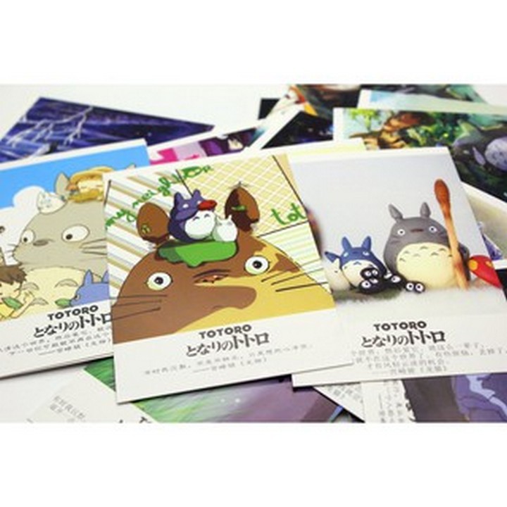 Postcard Totoro hộp ảnh bộ ảnh có ảnh dán + lomo + postcard bưu thiếp anime chibi quà tặng độc đáo