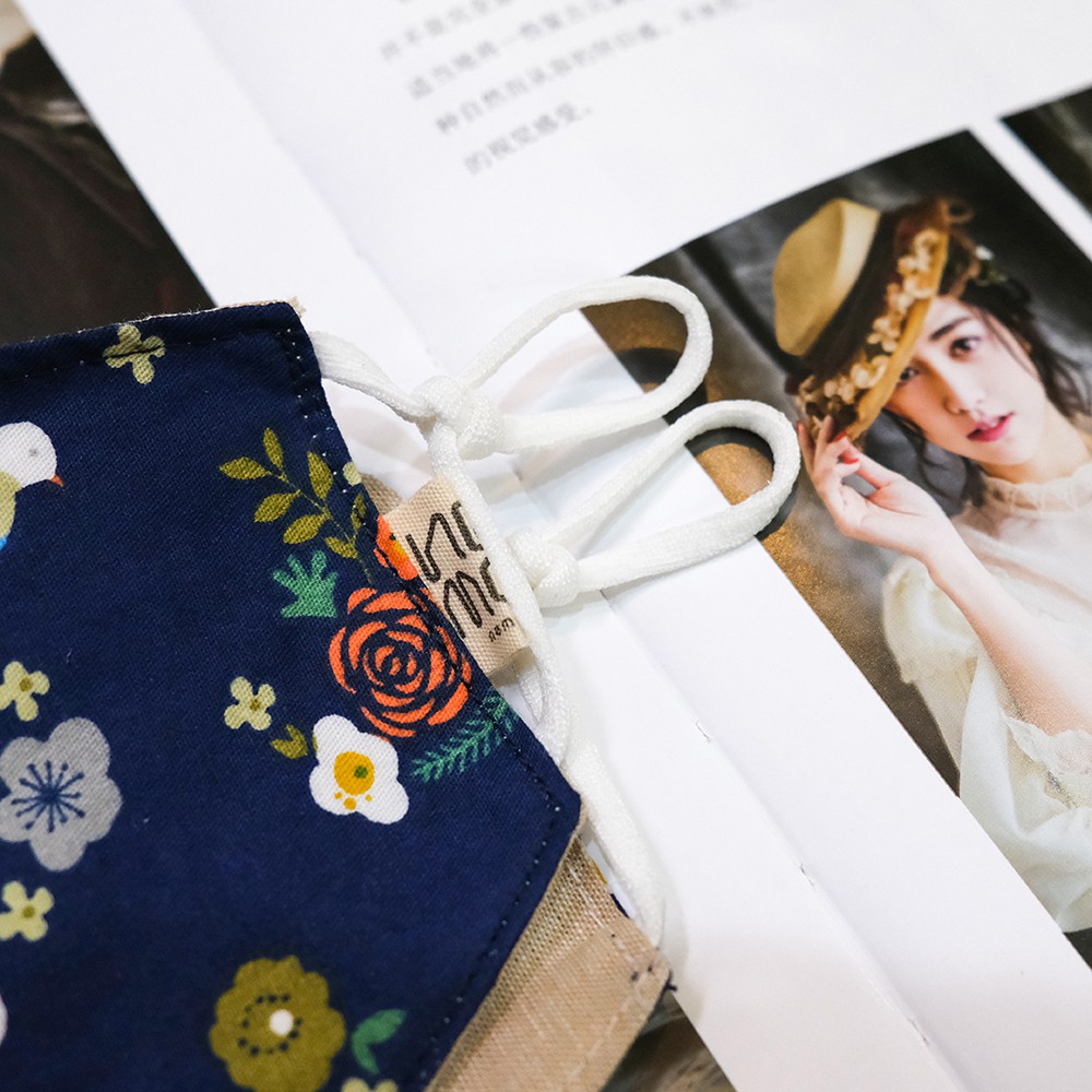 Khẩu trang vải 3 lớp họa tiết Hoa Lá Chim Vintage, có nút tăng giảm dây dễ điều chỉnh - KTCNX | BigBuy360 - bigbuy360.vn