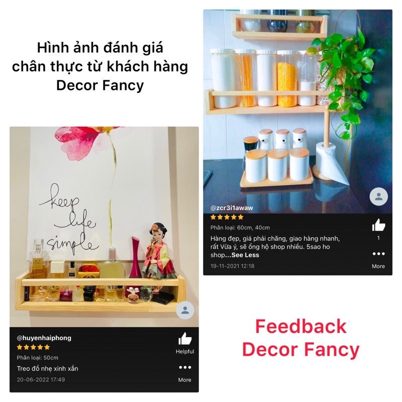 Kệ gỗ chữ U đa năng có 3 kích thước, Kệ gỗ gắn tường tặng vít âm tường - Decor Fancy
