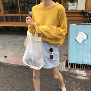 (Có sẵn) Áo thun thu dài tay mỏng ulzzang / Áo len mỏng