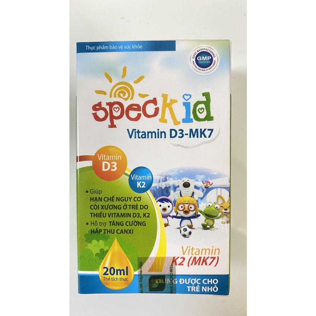 Speckid Vitamin D3 MK7.Giúp Bé Tăng Cường Hấp Thu Canxi,Giảm Còi Xương Do Thiếu Hụt Vitamin K2