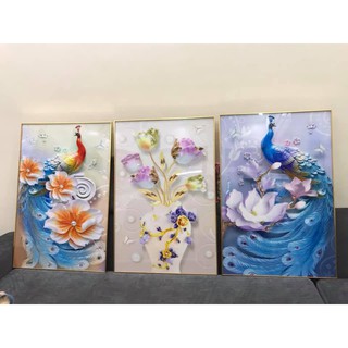 Bộ 3 Tranh Gương pha lê giá xưởng - Tặng kèm đinh đa năng không cần khoan tường - Tranh treo tường thiết kế theo yêu cầu