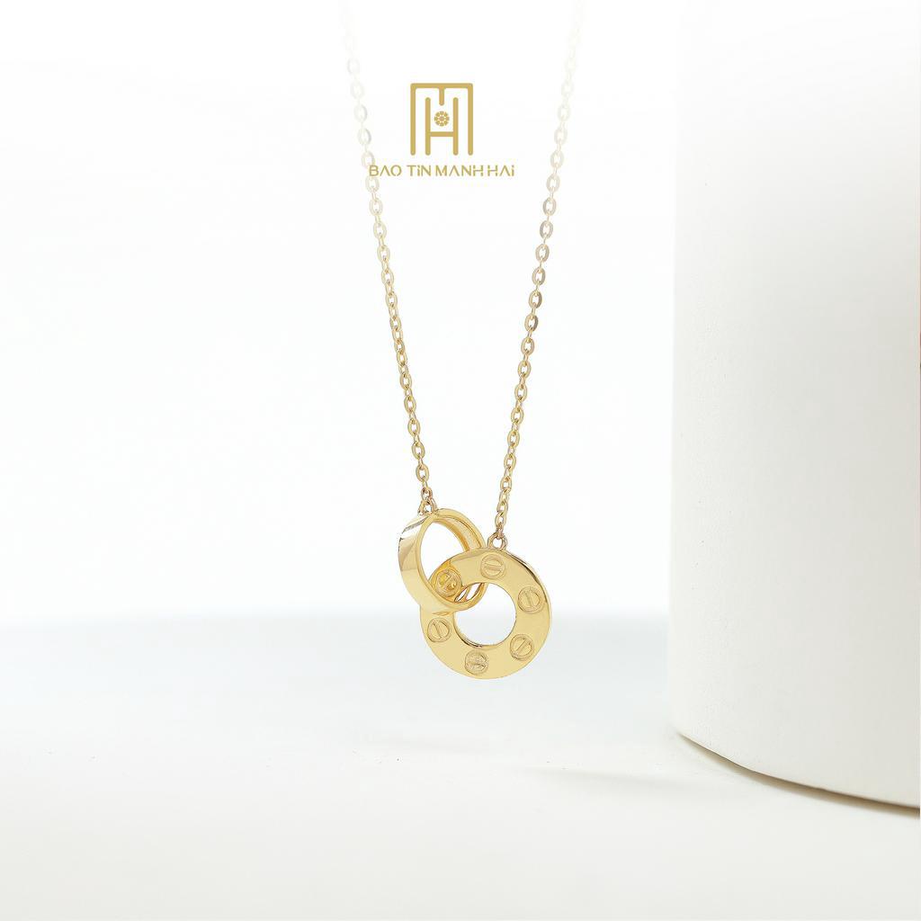 Dây chuyền vàng 10K hai hình tròn lồng nhau phong cách Ý DLMY10K09 Bảo Tín Mạnh Hải