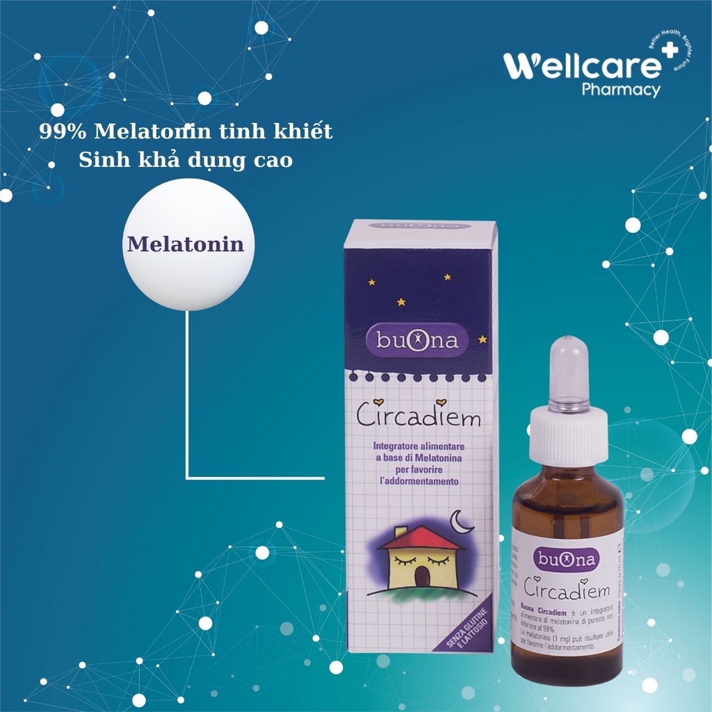 Buona Circadiem  - Siro Melatonin tinh khiết 99%, hỗ trợ bé ngủ ngon , trẻ sơ sinh giảm khóc đêm