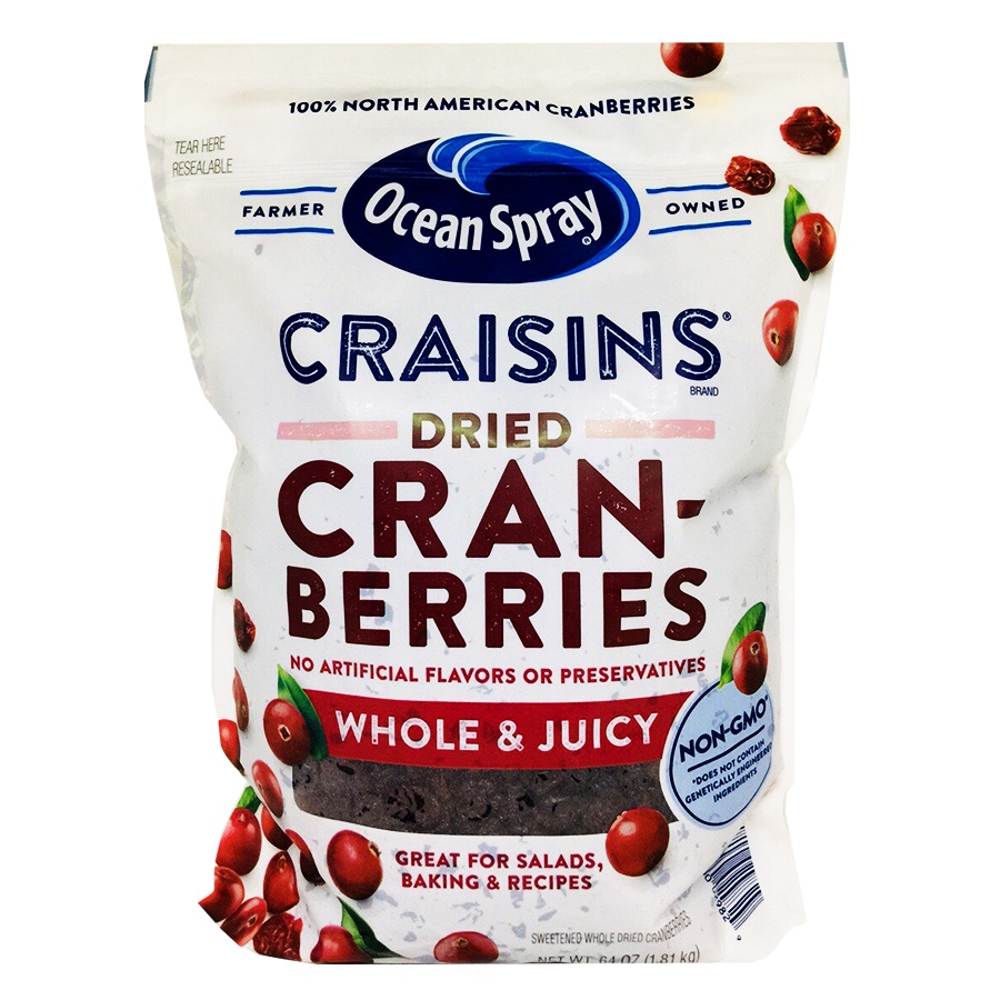 Nam Việt Quất Sấy Khô Ocean Spray Craisins Whole Dried Cranberries Gói 1.81kg