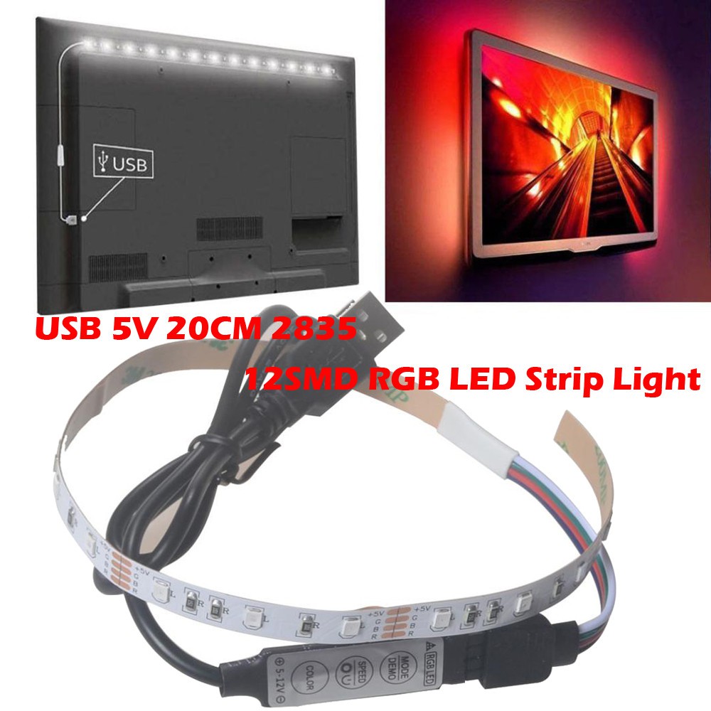 Thanh đèn LED 5V 2835 12SMD 20cm RGB sau TV