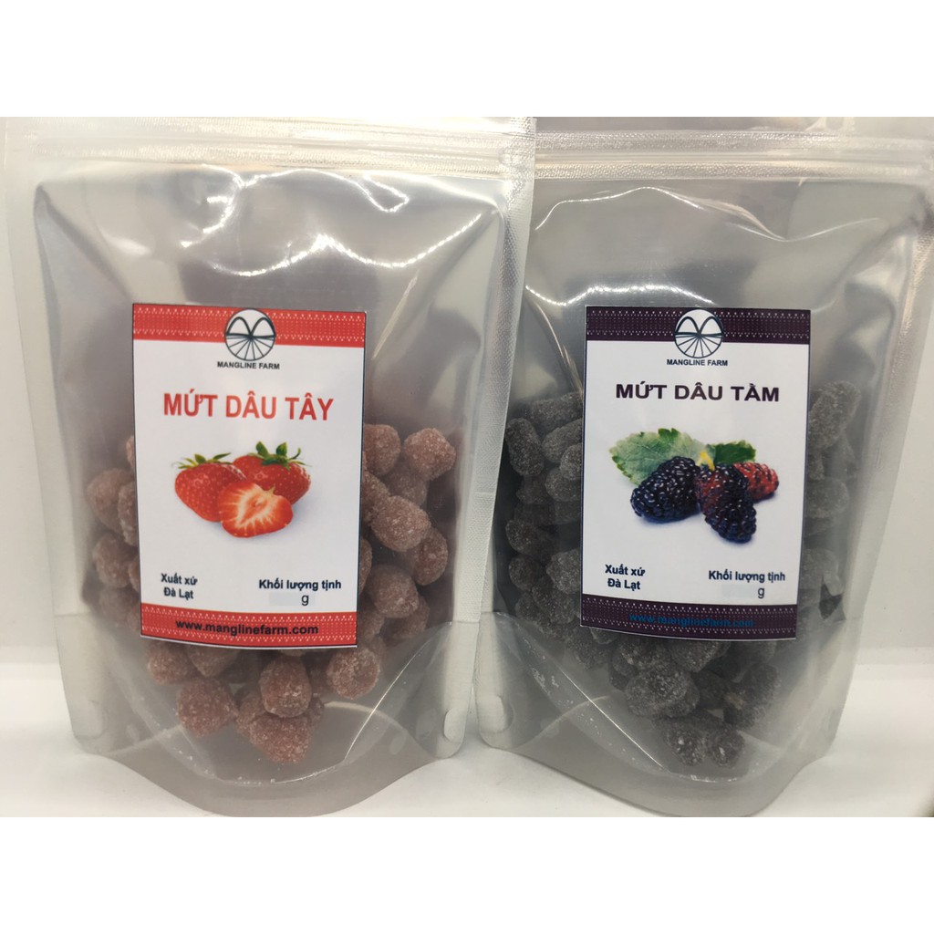 Bộ 2 gói mứt dâu tây dâu tằm Mangline Farm mỗi gói 250g chua ngọt ăn là ghiền đặc sản Đà Lạt