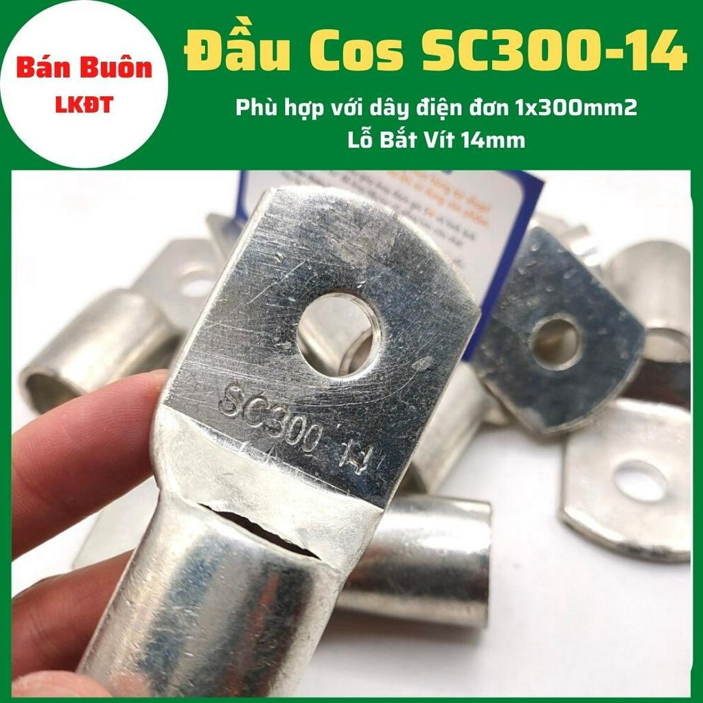 Đầu Cos SC300-14, cos SC, đầu cos tròn trần, cos đồng, bịt đầu SC bằng đồng, đầu cos dùng cho dây điện 300mm