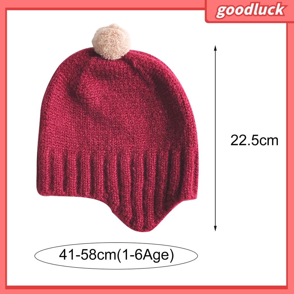 Mũ Dệt Kim Màu Trơn Đính Quả Bông Dễ Thương Cho Bé Trai 1-6 Tuổi