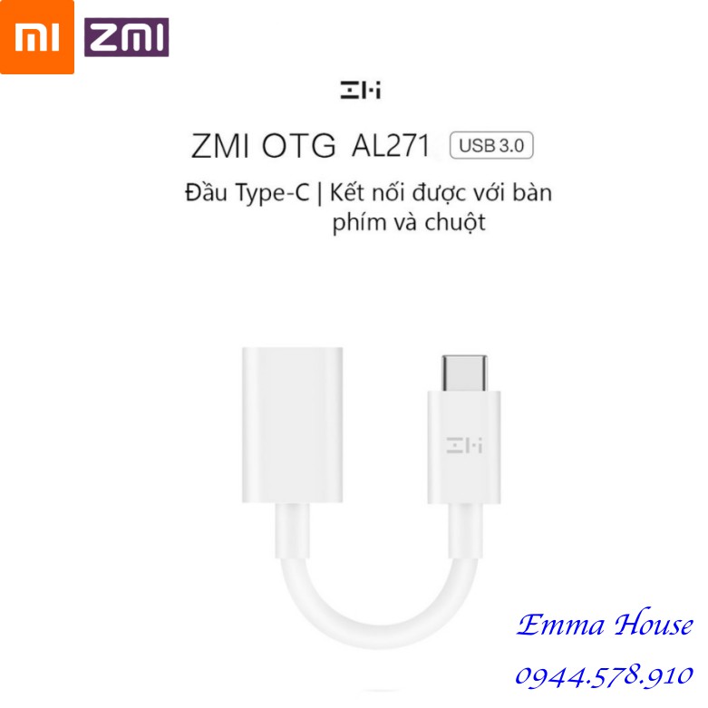 [Hàng Chính Hãng] Dây Cáp OTG ZMI AL271 Type C to USB 3.0 Bảo Hành 03 Tháng
