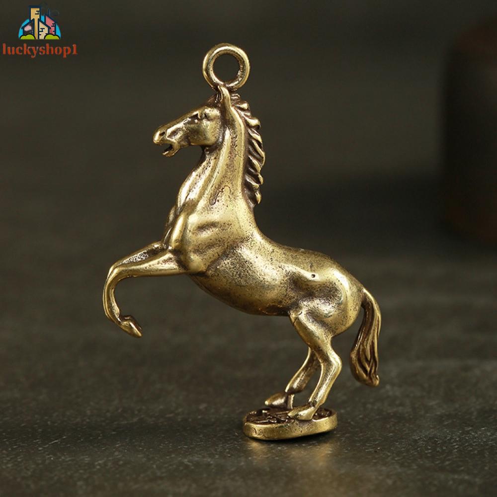 Mini Vintage Brass Portable Horse Pendant Home Office Decor Ornament 100% brand new and high quality