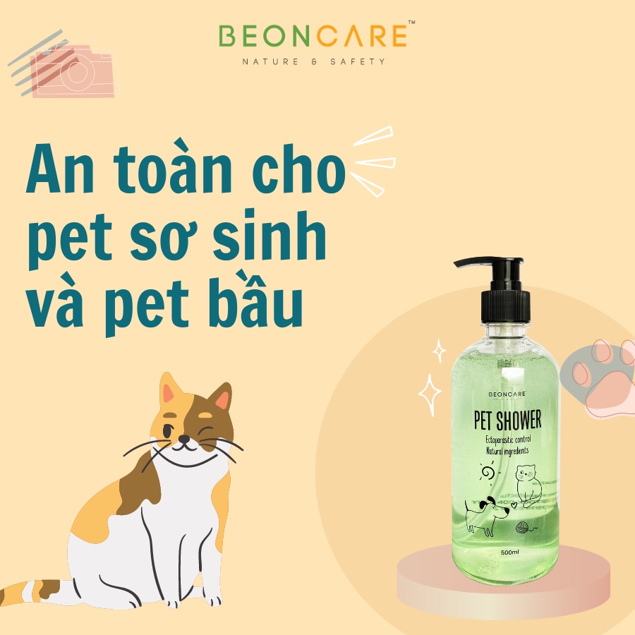 Sữa tắm Trị ve rận bọ chét Beoncare Hiệu quả ngay từ lần đầu tắm an toàn cho chó mèo sơ sinh