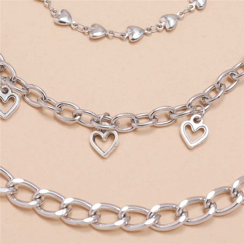 Simple Summer Beach Vacation Multilayer Love Heart Anklet Women Foot Jewelry Party Gift