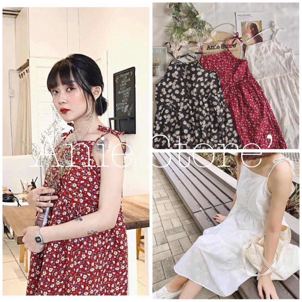 Đầm Hoa Nhí Vintage, Váy Dây Buộc Hoa Nhỏ 3 Màu,Siêu xinh,CHECK IN SIÊU XINH