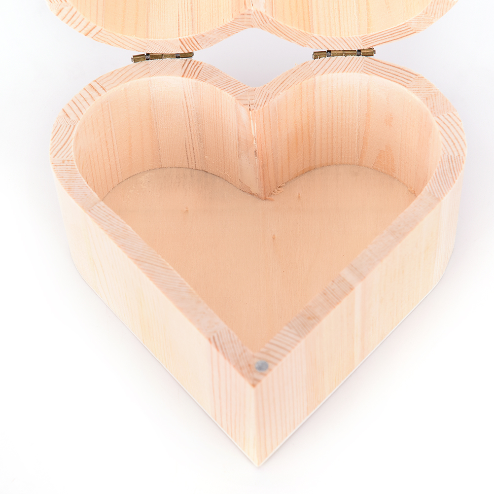 [extremewellknownsuper]Hot Sale	1Pcs Chic Craft Jewelry Love Heart Shape Box Storage Wood Wooden Decoration