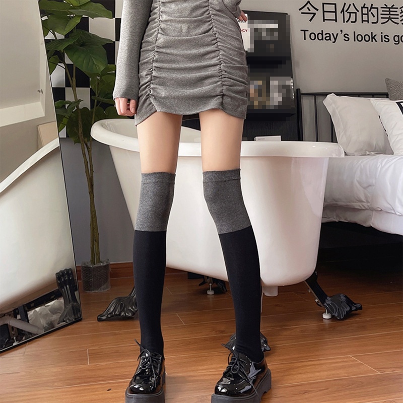 Vớ dài qua gối phong cách Lolita màu đen xám 10MK