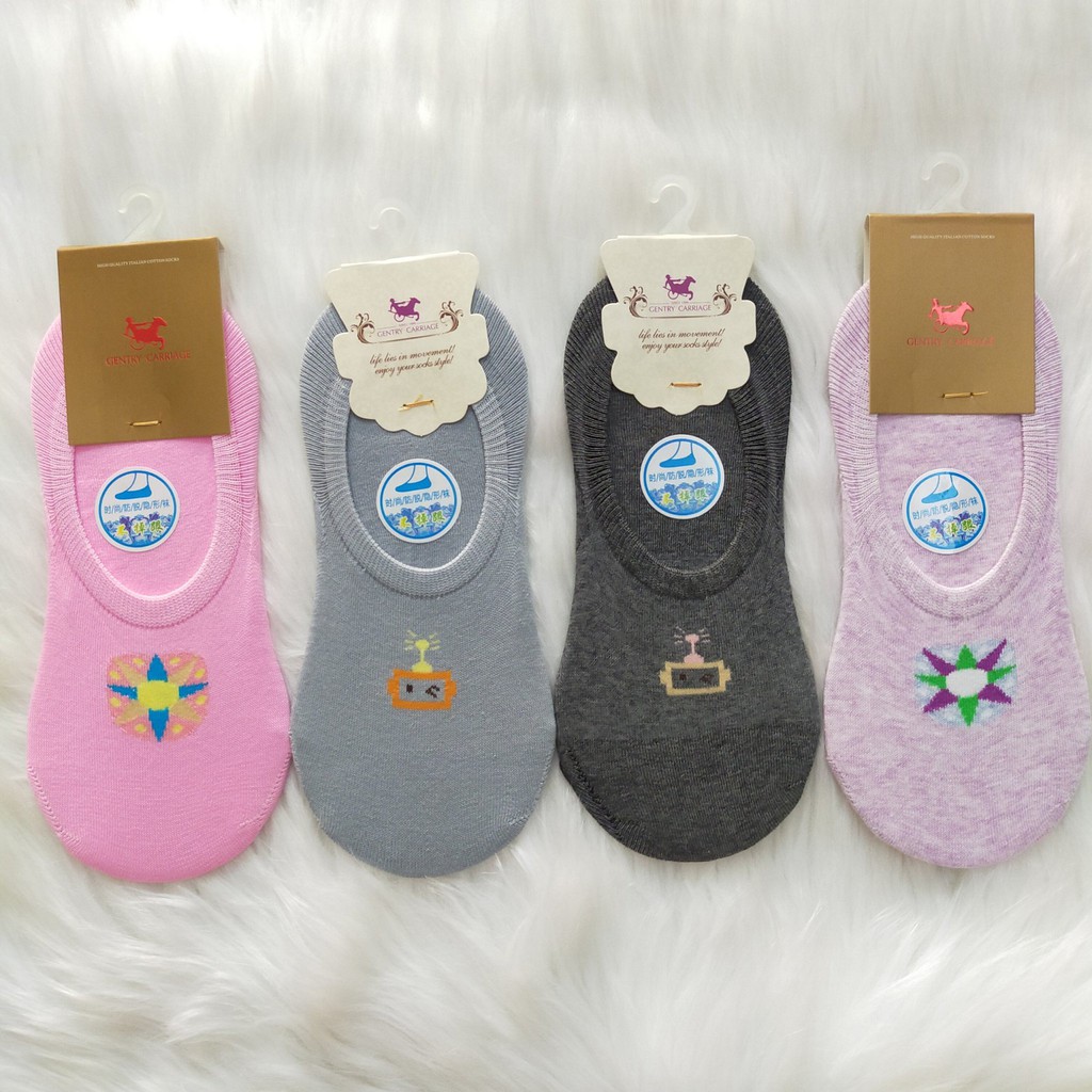 Vớ/tất nữ cổ ngắn trơn lười cao cấp Gentry Carriage chất cotton siêu co giãn thấm hút mồ hôi chống hôi chân thoáng khí