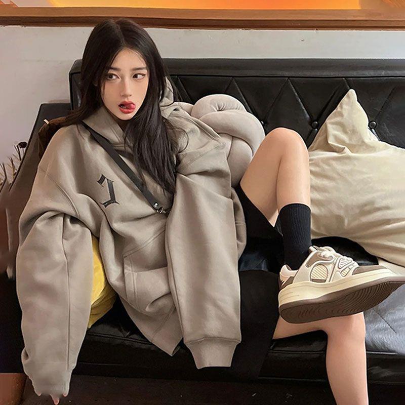 Áo Hoodie Dáng Rộng In Họa Tiết Thổ Cẩm Kiểu Đường Phố Mỹ Thời Trang Thu Đông Cá Tính