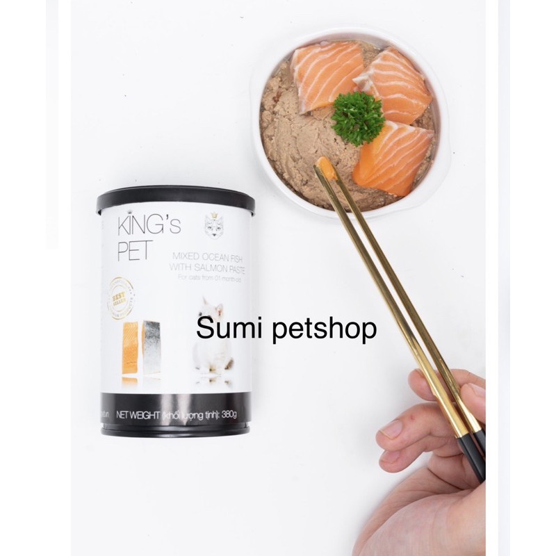 [Mã PET50K giảm Giảm 10% - Tối đa 50K đơn từ 250K] 380gr Pate hỗn hợp cá Hồi King’s Pet -Thức ăn cho chó mèo