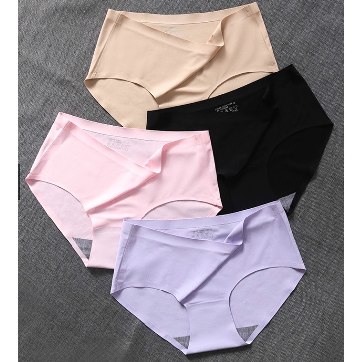 Quần lót bầu và sau sinh su tăm không viền trơn cạp chéo  không đường may