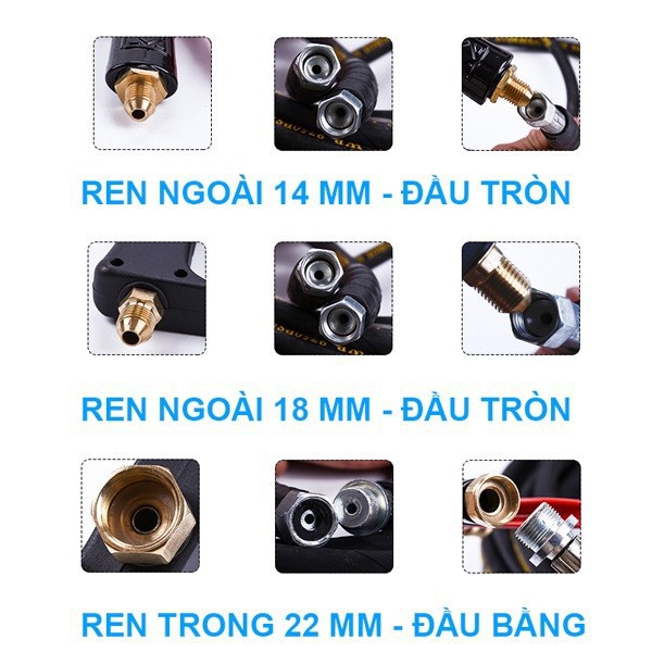 Súng xịt áp lực cao ren ngoài 14mm tròn