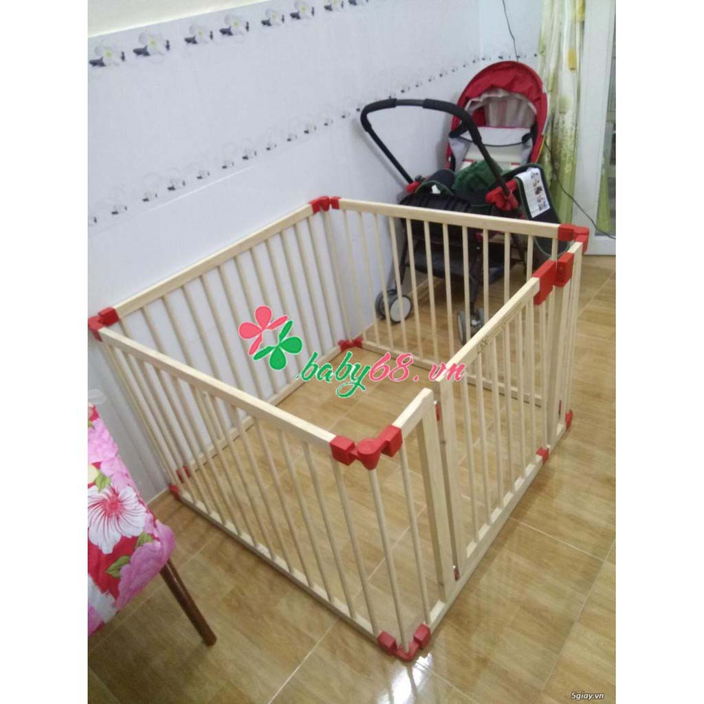 Nôi cũi gỗ cho bé Playpen 4 cánh