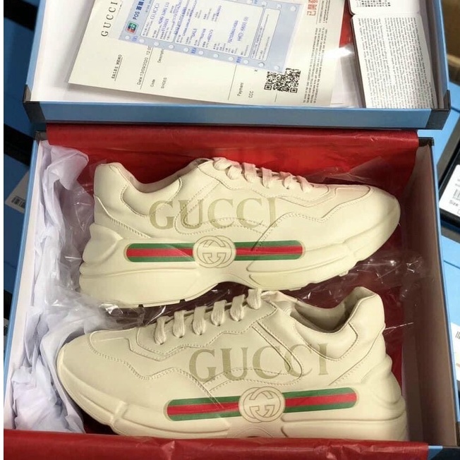 Giày thể thao sneaker Gucci rhyton đế cao hộp xanh, dành cho nam nữ (tặng box bảo vệ) | BigBuy360 - bigbuy360.vn