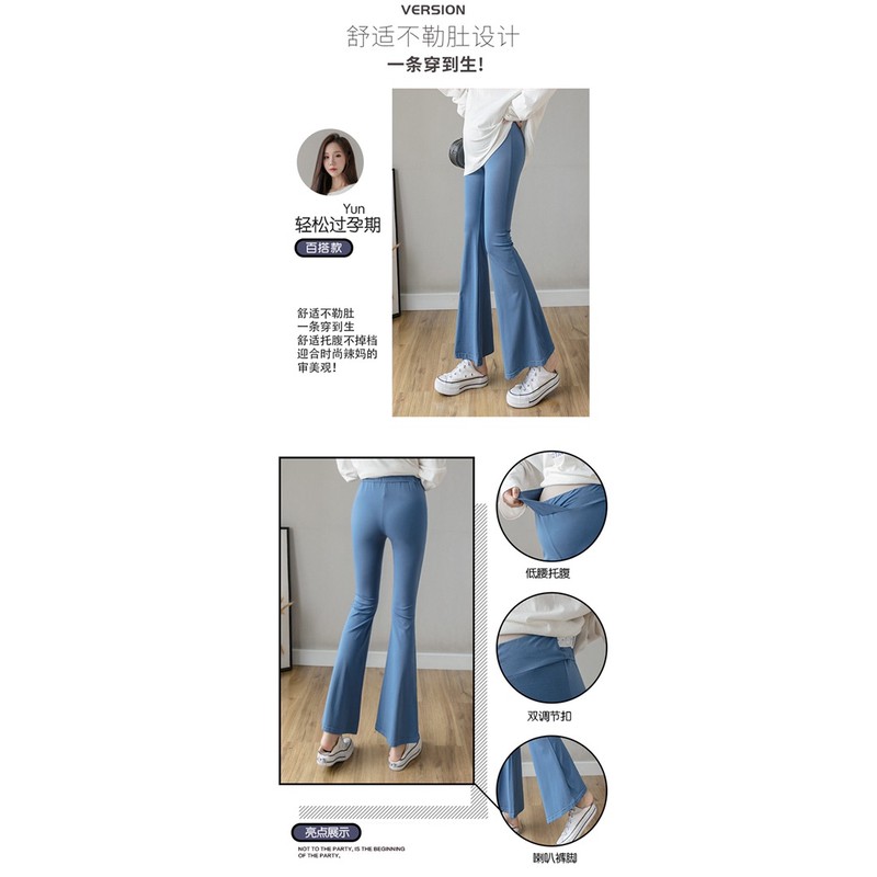 🤰quần bầu cotton ống loe cạp thấp kèm video( sẵn hàng giao ngay)
