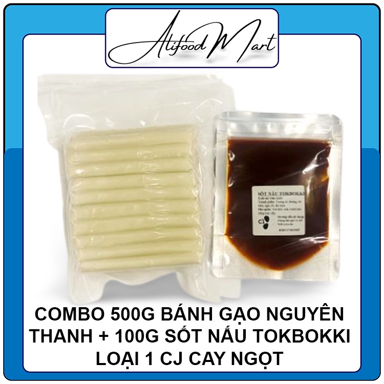 Combo 500g Bánh gạo Hàn quốc tươi nguyên thanh + 100g sốt nấu tokbokki Hàn quốc