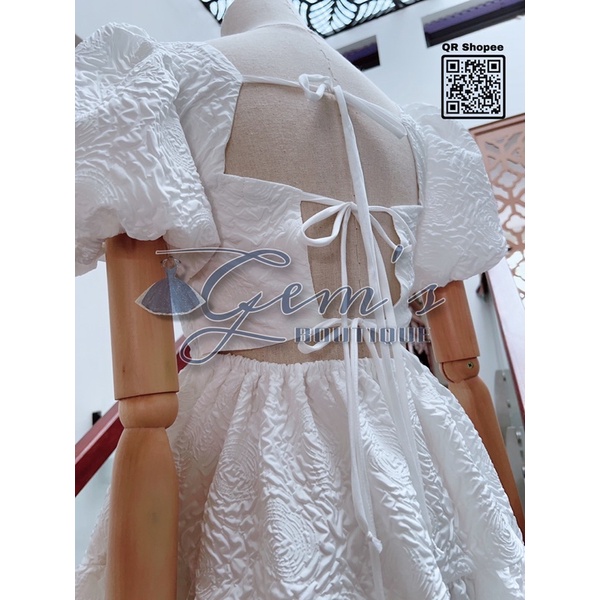 VÁY/ĐẦM THIẾT KẾ CAO CẤP CỔ VUÔNG TAY PHỒNG THẮT DÂY TIỂU THƯ D04 CÓ ẢNH THẬT