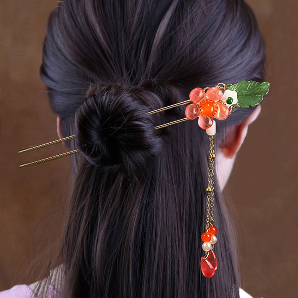 Trâm Cài Tóc Dáng Dài Đính Ngọc Trai Phối Tua Rua Phong Cách Hàn Quốc Cổ Điển Cho Nữ