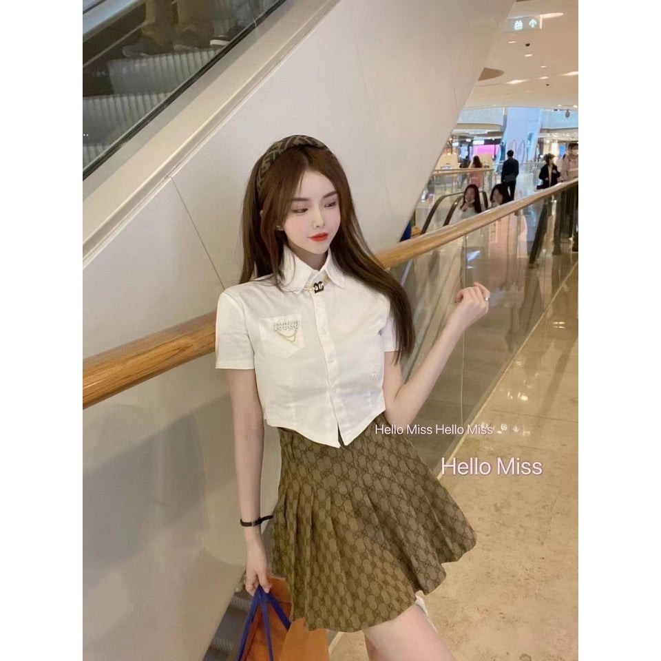 Sét áo sơ mi ♥️ SIÊU XINH ♥️ thiết kế áo sơ mi kiểu mix chân váy xếp ly xòa cực đẹp