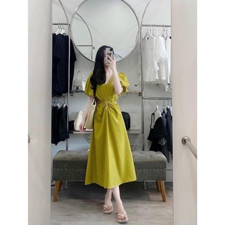 đầm khoét eo xanh cốm
