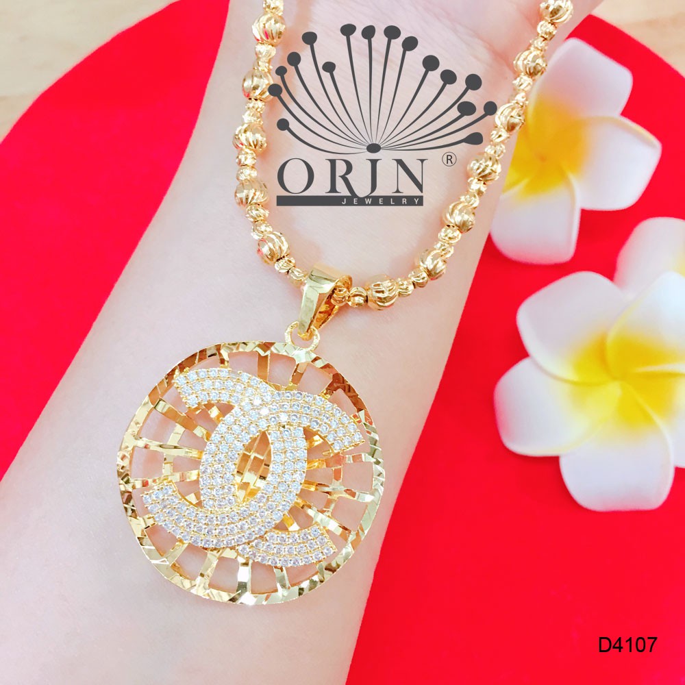 Dây chuyền nữ dạng bi mặt chữ X viền lưới cao cấp Orin D4107