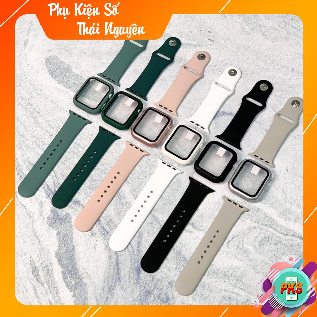 Vỏ bọc kèm kính cường lực 2 trong 1 bảo vệ cho Apple Watch 5/4/3/2/1 38mm/42mm/40mm/44mm -Hồng Anh Case