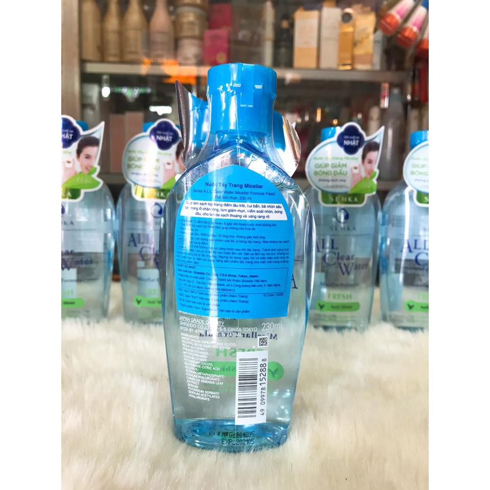 (230ml SX Nhật Bản) Nước tẩy trang Micellar Senka ALL Clear Water Fresh chính hãng cty