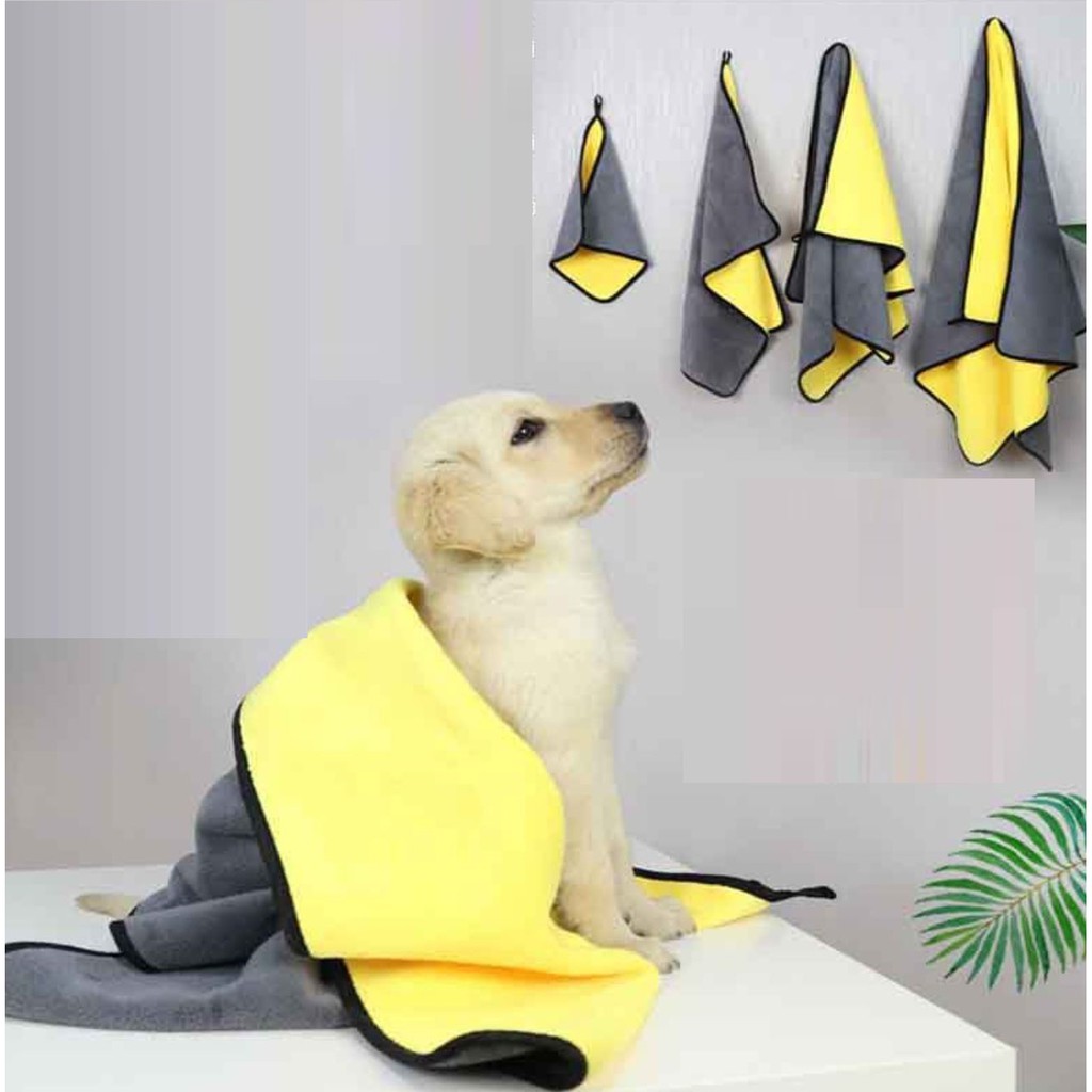 Hàng dày - Khăn lau lông chó mèo siêu thấm hút Microfiber - Lau nhanh khô, không rụng lông- Nà Ní Pet Shop