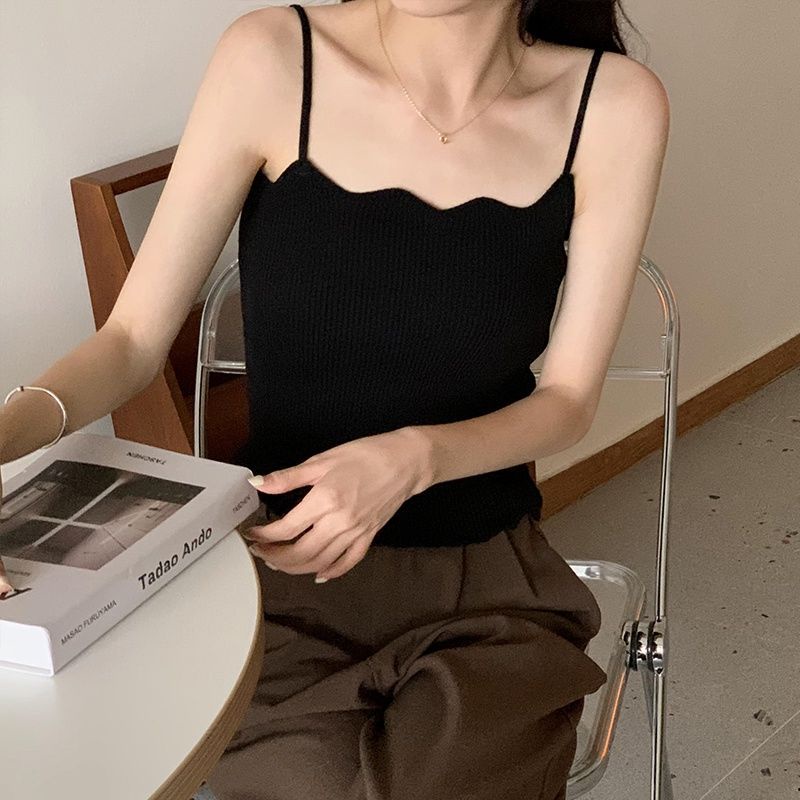 Áo Hai Dây Dệt Kim Phong Cách Retro Hàn Quốc