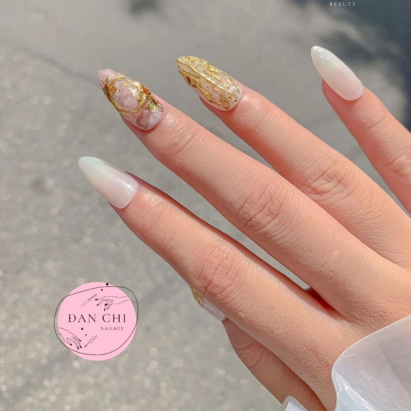 NailBox móng úp thiết kế sẵn Mẫu Thạch Trắng