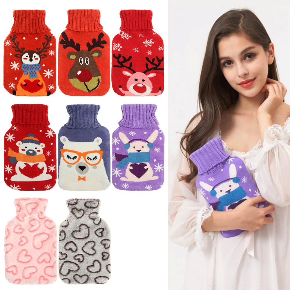 Túi Đựng Nước Nóng Chườm Ấm Bụng 1000ml Họa Tiết Hoạt Hình Dễ Thương Cho Nữ