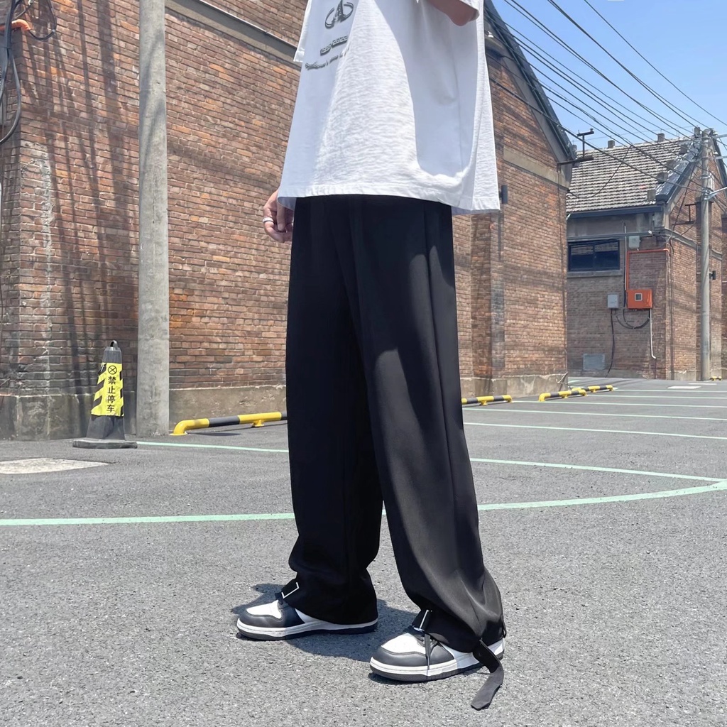 Quần Kaki Ống Rộng Lưng Thun Thoải Mái Phong Cách Hip Hop Đường Phố Hàn Quốc Cỡ M-2XL Cho Nam