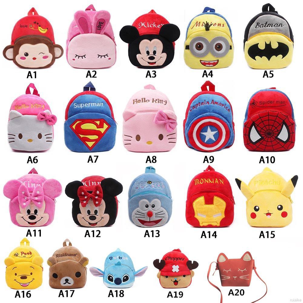 ruiaike  Ready Stock !! Baby Cartoon Plush Toys Bag Disney Hello Kitty Early School Kindergarten Backpack Schoolbag