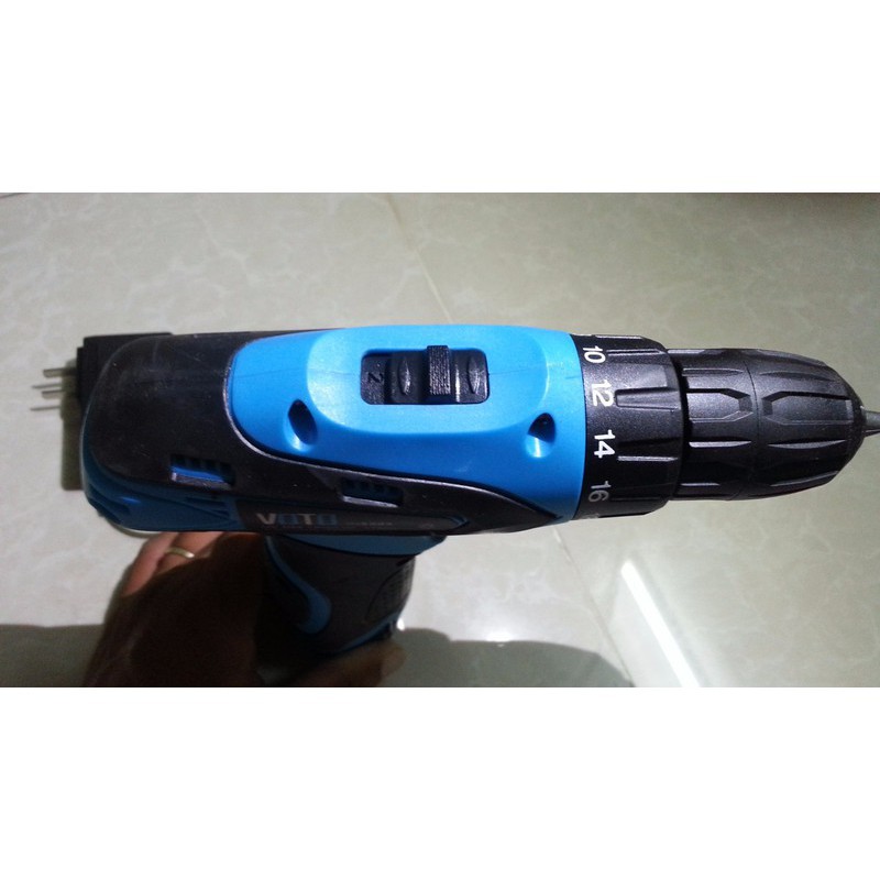 Máy khoan pin VOTO 12v 2 tốc độ thân bọc cao su