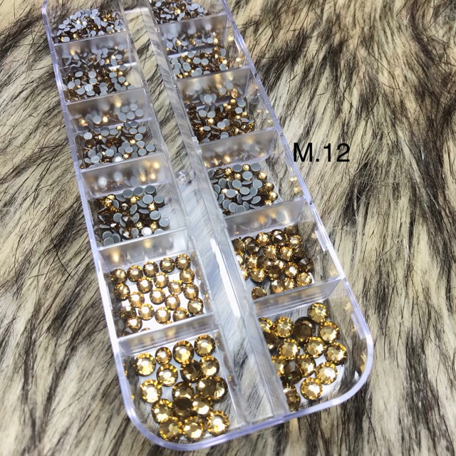 Đá chân keo MÀU TRÀ NHẠT,  mix size khay 1440 viên mã 12