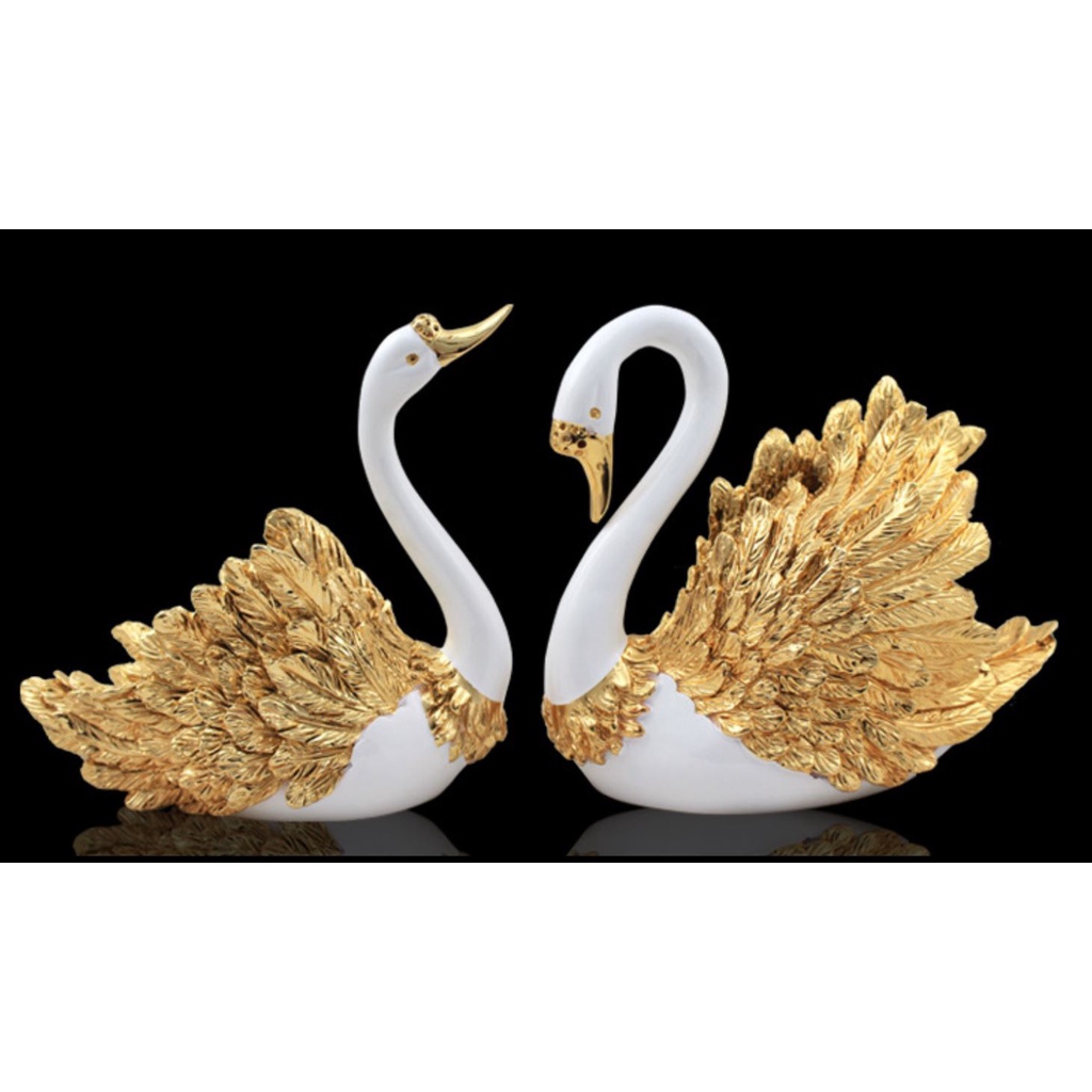 tượng thiên nga mạ vàng . tượng thiên nga quà tặng mừng tần gia. đồ trang trí kệ tủ.