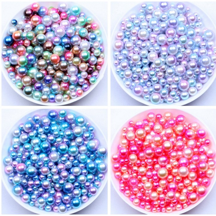 Chuỗi hạt ngọc trai giả 4 6 8 10mm nhiều màu không lỗ dùng làm trang sức thủ công