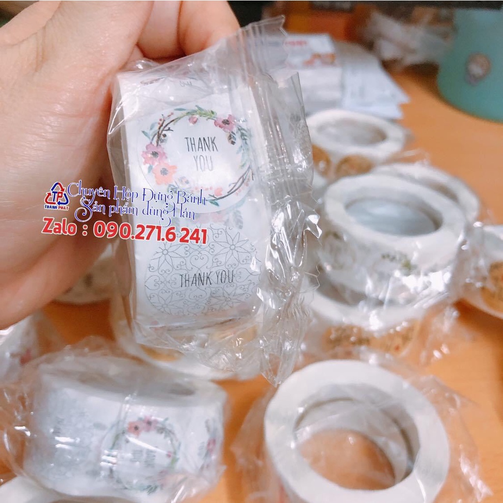 500 Tem niêm phong hộp bánh chữ Thank You